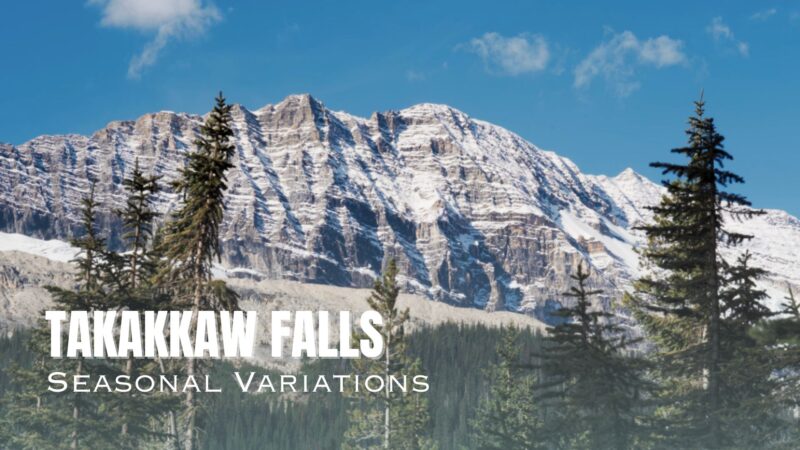 Takakkaw falls seasonal variations, canada, mountain, snow
