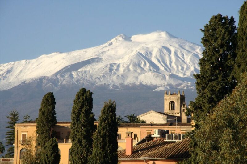 Mount Etna, from Taormina, Sicily, Italy