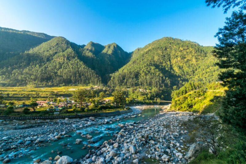 Small river passing by Dehradun, Uttarakhand, India