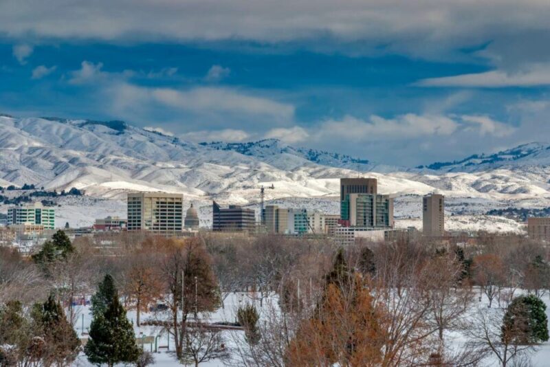 Aerial View of Boise, Idaho in Winter with Snow on the Ground | Does it Snow in Boise, Idaho?