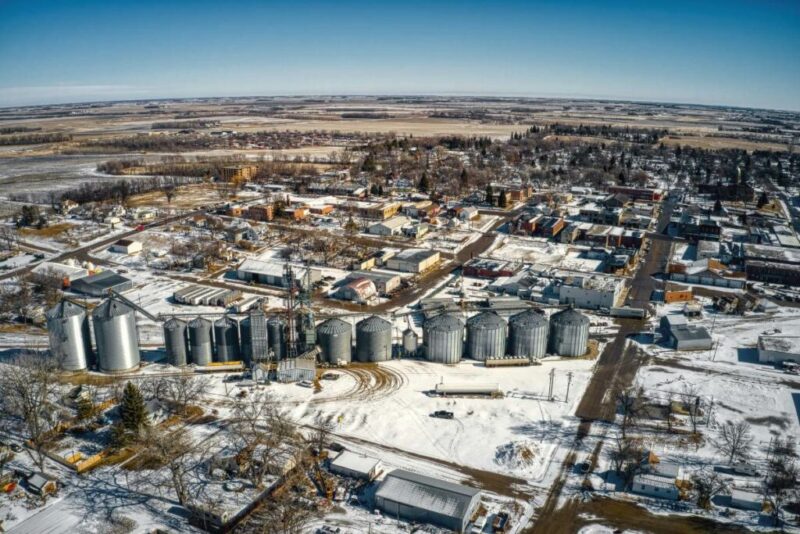 Aerial View of Sisseton, South Dakota in Winter | Does it Snow in South Dakota?