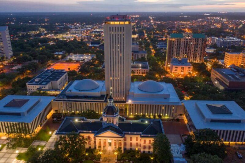 Aerial photo Downtown Tallahassee, Florida State Capitol | Does it Snow in Tallahassee, Florida?
