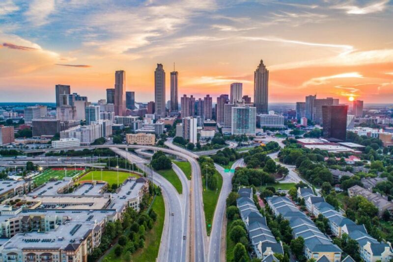 Downtown Aerial View of Atlanta, Georgia, USA | Does it Snow in Atlanta