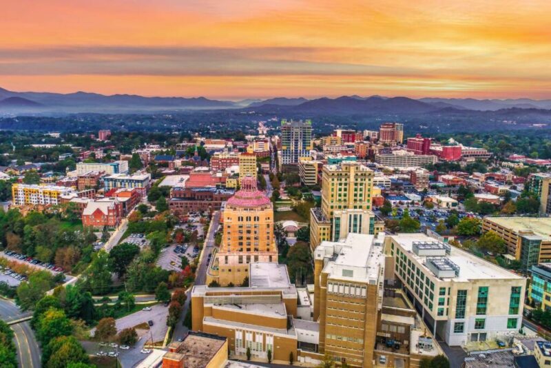 Downtown Asheville North Carolina NC Skyline Aerial | Does it Snow in Asheville?