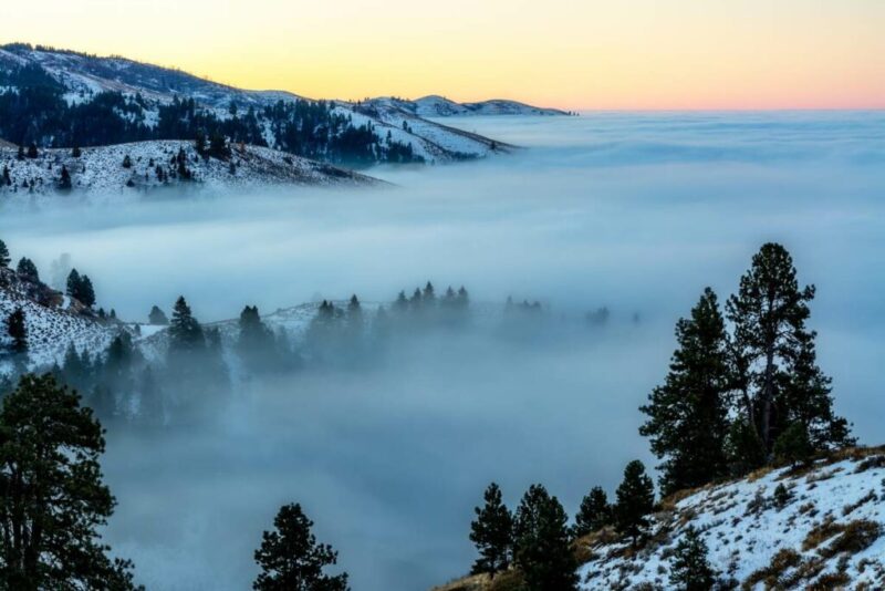 Inversion Fog Filled Valley Over Boise Idaho in Winter | Does it Snow in Boise, Idaho?