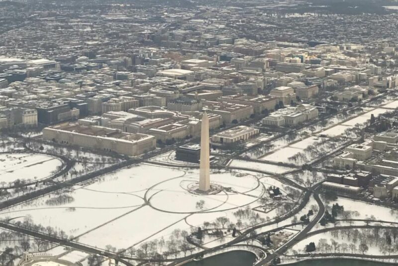 Areal View of Washington DC in Winter | Does it Snow in Washington DC?