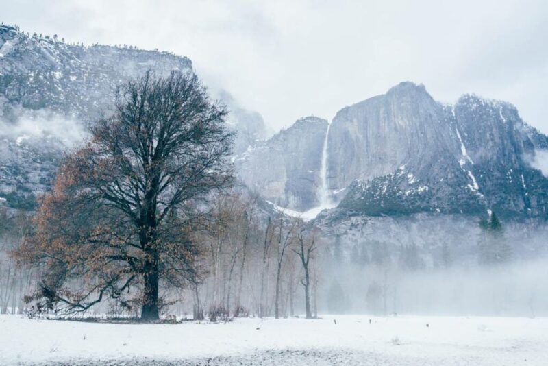 Yosemite Falls in Winter, Yosemite National Park, California, USA | Does it Snow in Yosemite National Park, California?